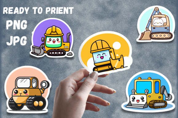 Adorable Construction Machine Stickers for Creative Projects