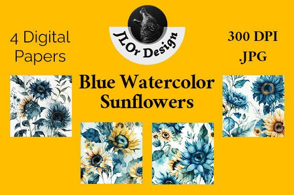 Blue Watercolor Sunflowers Wallpapers: A Fresh Design Asset