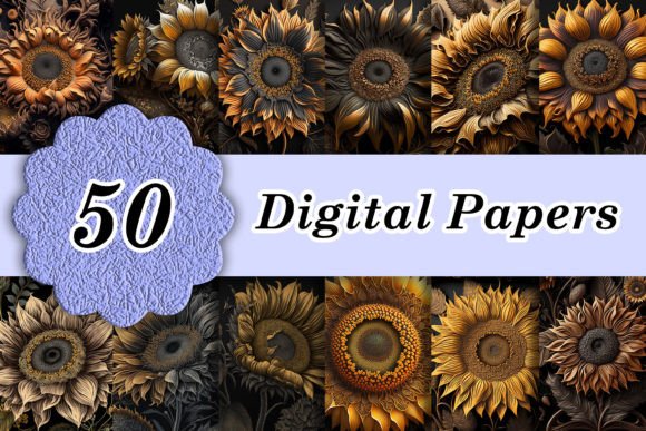 Dark Sunflowers Digital Papers: Elevate Your Design Projects