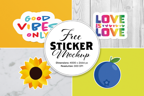 Free Sticker Photoshop Mockup with Smart Object Layers