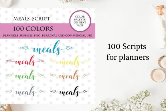 Meals Font Clipart for Cooking Planners & Menus