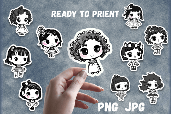 Printable Cute Kawaii Girl Stickers B&W: A Designer's Guide