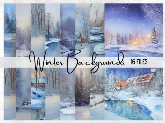 Winter Background: Watercolor Winter Illustrations for Design